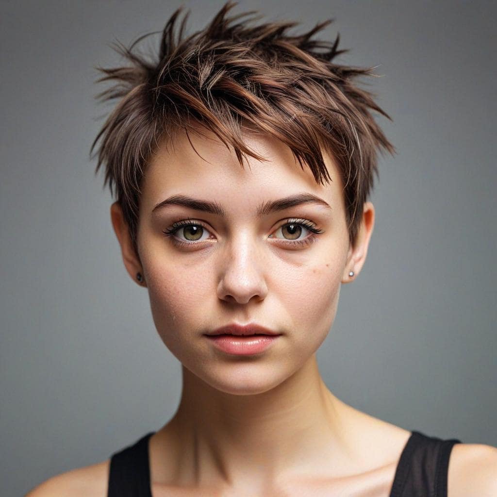 Pixie con mucho movimiento en las puntas, buscando un look disruptivo y extravagante